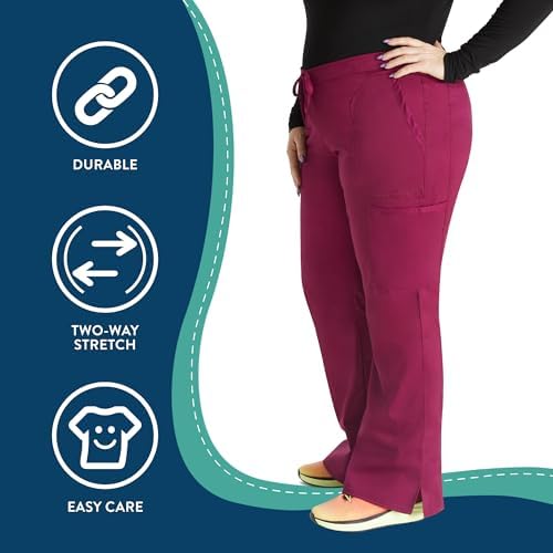 Cherokee Women Scrubs Pant Workwear Revolution Mid Rise Moderate Flare Drawstring WW120