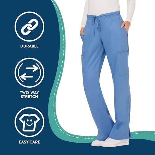Cherokee Women Scrubs Pant Workwear Revolution Mid Rise Moderate Flare Drawstring WW120
