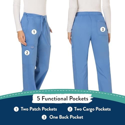 Cherokee Women Scrubs Pant Workwear Revolution Mid Rise Moderate Flare Drawstring WW120