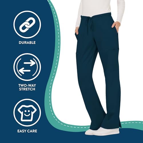 Cherokee Women Scrubs Pant Workwear Revolution Mid Rise Moderate Flare Drawstring WW120