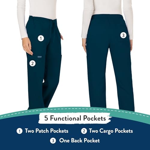Cherokee Women Scrubs Pant Workwear Revolution Mid Rise Moderate Flare Drawstring WW120