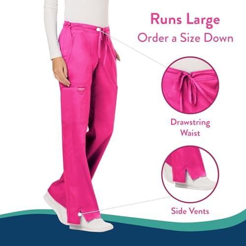 Cherokee Women Scrubs Pant Workwear Revolution Mid Rise Moderate Flare Drawstring WW120