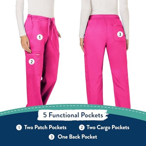Cherokee Women Scrubs Pant Workwear Revolution Mid Rise Moderate Flare Drawstring WW120