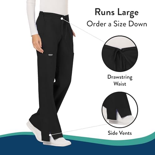 Cherokee Women Scrubs Pant Workwear Revolution Mid Rise Moderate Flare Drawstring WW120