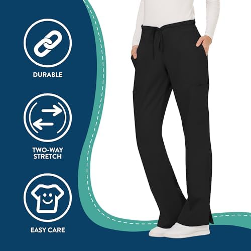 Cherokee Women Scrubs Pant Workwear Revolution Mid Rise Moderate Flare Drawstring WW120