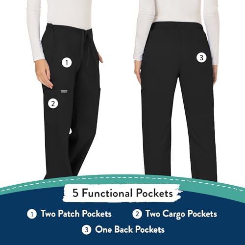 Cherokee Women Scrubs Pant Workwear Revolution Mid Rise Moderate Flare Drawstring WW120