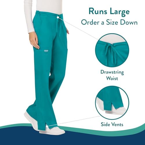Cherokee Women Scrubs Pant Workwear Revolution Mid Rise Moderate Flare Drawstring WW120