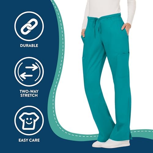Cherokee Women Scrubs Pant Workwear Revolution Mid Rise Moderate Flare Drawstring WW120