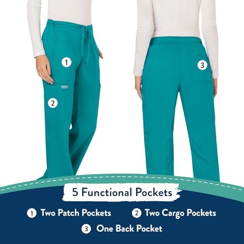 Cherokee Women Scrubs Pant Workwear Revolution Mid Rise Moderate Flare Drawstring WW120