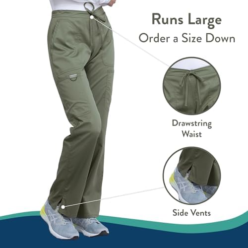 Cherokee Women Scrubs Pant Workwear Revolution Mid Rise Moderate Flare Drawstring WW120