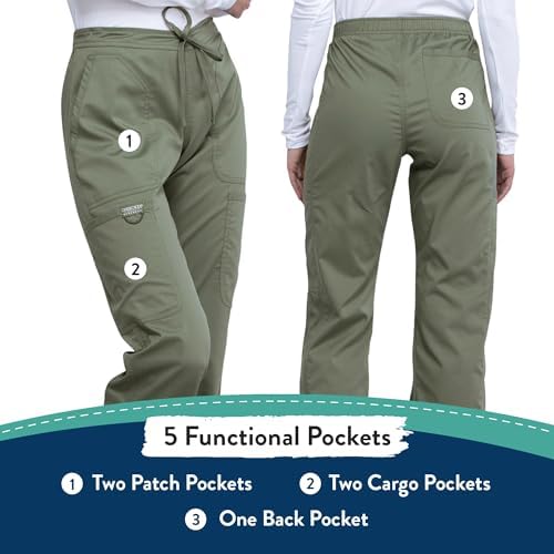 Cherokee Women Scrubs Pant Workwear Revolution Mid Rise Moderate Flare Drawstring WW120