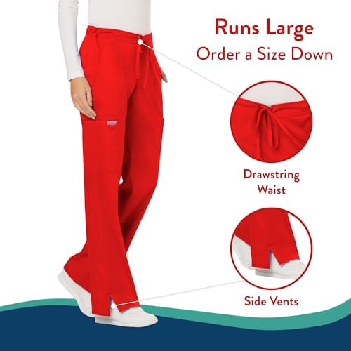 Cherokee Women Scrubs Pant Workwear Revolution Mid Rise Moderate Flare Drawstring WW120
