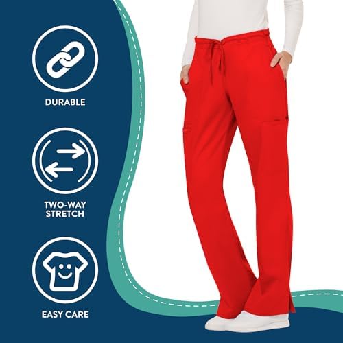 Cherokee Women Scrubs Pant Workwear Revolution Mid Rise Moderate Flare Drawstring WW120