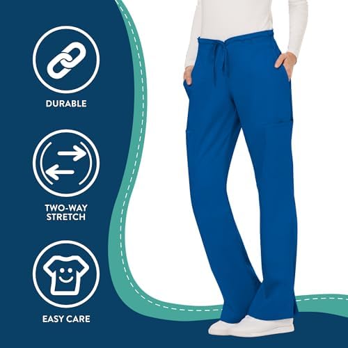 Cherokee Women Scrubs Pant Workwear Revolution Mid Rise Moderate Flare Drawstring WW120