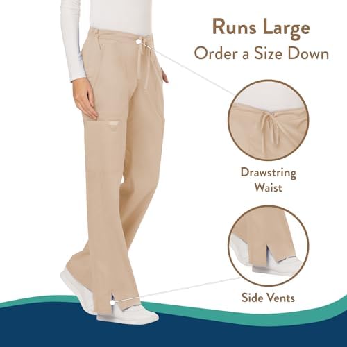 Cherokee Women Scrubs Pant Workwear Revolution Mid Rise Moderate Flare Drawstring WW120