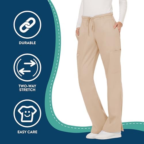 Cherokee Women Scrubs Pant Workwear Revolution Mid Rise Moderate Flare Drawstring WW120