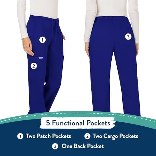 Cherokee Women Scrubs Pant Workwear Revolution Mid Rise Moderate Flare Drawstring WW120