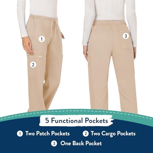 Cherokee Women Scrubs Pant Workwear Revolution Mid Rise Moderate Flare Drawstring WW120