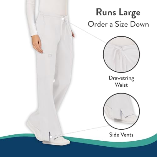 Cherokee Women Scrubs Pant Workwear Revolution Mid Rise Moderate Flare Drawstring WW120