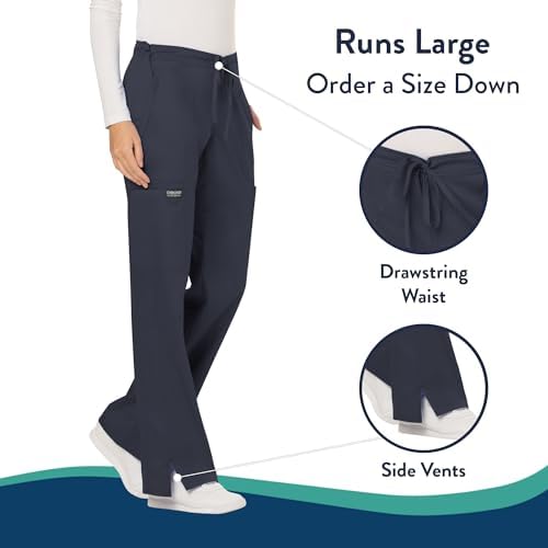 Cherokee Women Scrubs Pant Workwear Revolution Mid Rise Moderate Flare Drawstring WW120