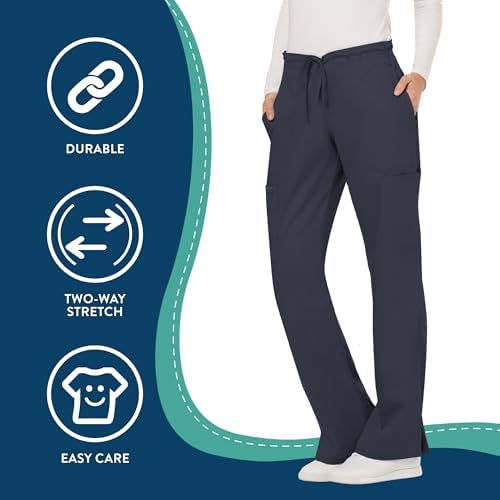 Cherokee Women Scrubs Pant Workwear Revolution Mid Rise Moderate Flare Drawstring WW120
