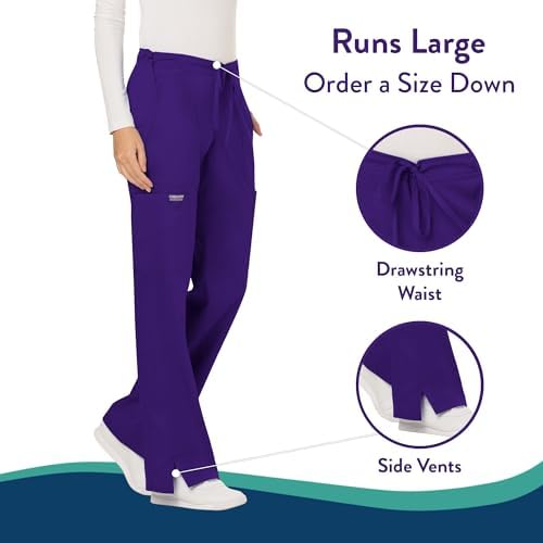 Cherokee Women Scrubs Pant Workwear Revolution Mid Rise Moderate Flare Drawstring WW120
