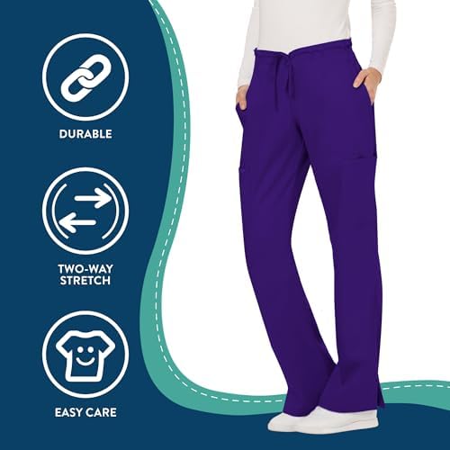Cherokee Women Scrubs Pant Workwear Revolution Mid Rise Moderate Flare Drawstring WW120