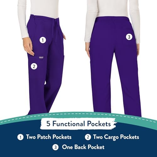 Cherokee Women Scrubs Pant Workwear Revolution Mid Rise Moderate Flare Drawstring WW120