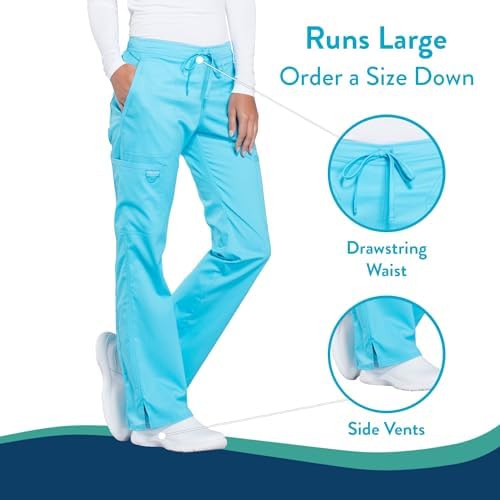 Cherokee Women Scrubs Pant Workwear Revolution Mid Rise Moderate Flare Drawstring WW120
