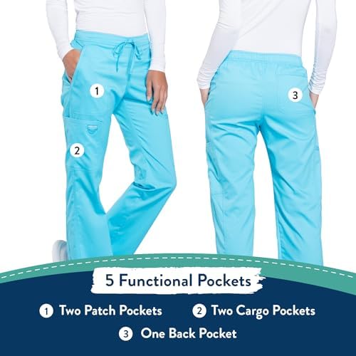 Cherokee Women Scrubs Pant Workwear Revolution Mid Rise Moderate Flare Drawstring WW120