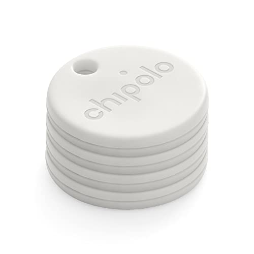 Chipolo ONE Point   4 Pack   Key Finder  Bluetooth Tracker for Keys  Bag  Item Finder   Works with Googles Find My Device app  Android only   Off White 