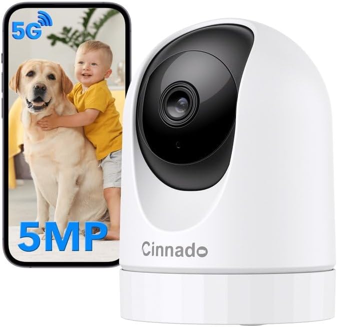 Cinnado Security Camera Indoor 2K 360  WiFi Cameras for Home Security Pet/Dog/Baby Camera with Phone app  2 Way Audio  Night Vision  24/7 SD Card Storage  Works with Alexa & Google Home  2 4Ghz  D1