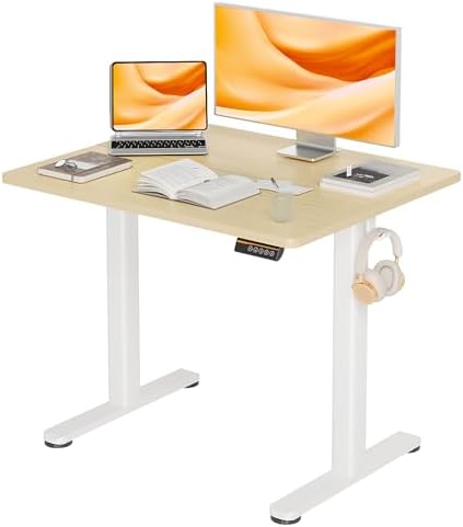 Claiks Electric Standing Desk  Adjustable Height Stand up Desk  55x24 Inches Sit Stand Home Office Desk with Splice Board  Black Frame/Rustic Brown Top