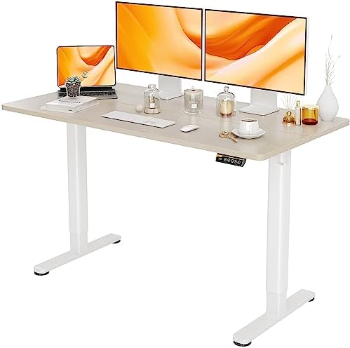 Claiks Electric Standing Desk  Adjustable Height Stand up Desk  55x24 Inches Sit Stand Home Office Desk with Splice Board  Black Frame/Rustic Brown Top