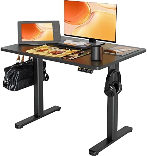 Claiks Electric Standing Desk  Adjustable Height Stand up Desk  55x24 Inches Sit Stand Home Office Desk with Splice Board  Black Frame/Rustic Brown Top