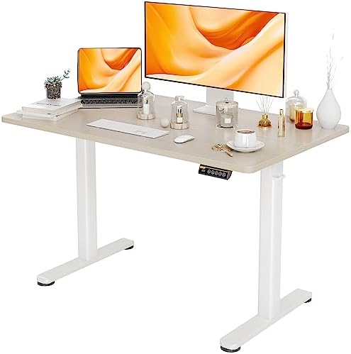 Claiks Electric Standing Desk  Adjustable Height Stand up Desk  55x24 Inches Sit Stand Home Office Desk with Splice Board  Black Frame/Rustic Brown Top