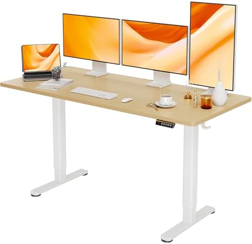 Claiks Electric Standing Desk  Adjustable Height Stand up Desk  55x24 Inches Sit Stand Home Office Desk with Splice Board  Black Frame/Rustic Brown Top