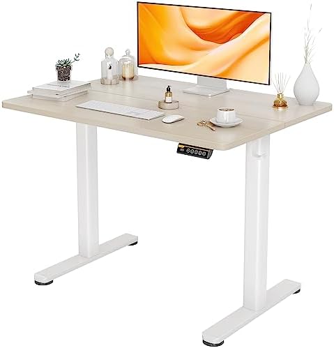 Claiks Electric Standing Desk  Adjustable Height Stand up Desk  55x24 Inches Sit Stand Home Office Desk with Splice Board  Black Frame/Rustic Brown Top