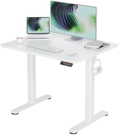 Claiks Electric Standing Desk  Adjustable Height Stand up Desk  55x24 Inches Sit Stand Home Office Desk with Splice Board  Black Frame/Rustic Brown Top