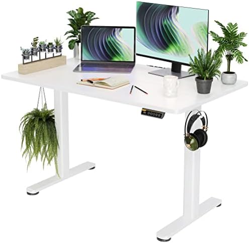 Claiks Electric Standing Desk  Adjustable Height Stand up Desk  55x24 Inches Sit Stand Home Office Desk with Splice Board  Black Frame/Rustic Brown Top