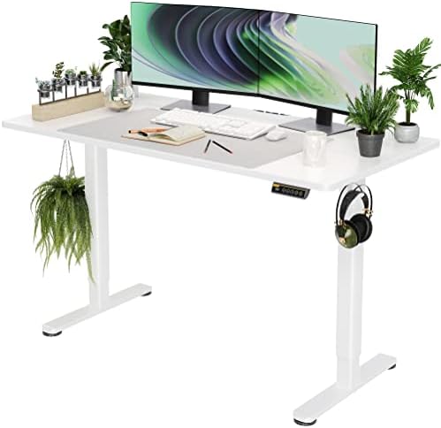 Claiks Electric Standing Desk  Adjustable Height Stand up Desk  55x24 Inches Sit Stand Home Office Desk with Splice Board  Black Frame/Rustic Brown Top