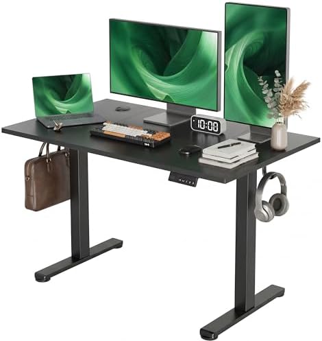 Claiks Electric Standing Desk  Adjustable Height Stand up Desk  55x24 Inches Sit Stand Home Office Desk with Splice Board  Black Frame/Rustic Brown Top