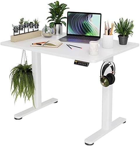 Claiks Electric Standing Desk  Adjustable Height Stand up Desk  55x24 Inches Sit Stand Home Office Desk with Splice Board  Black Frame/Rustic Brown Top
