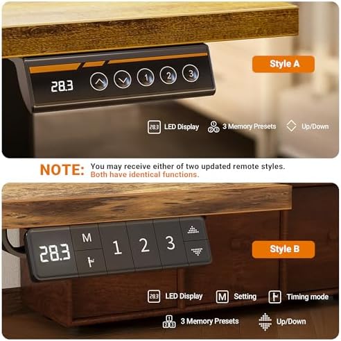 Claiks Electric Standing Desk  Adjustable Height Stand up Desk  55x24 Inches Sit Stand Home Office Desk with Splice Board  Black Frame/Rustic Brown Top