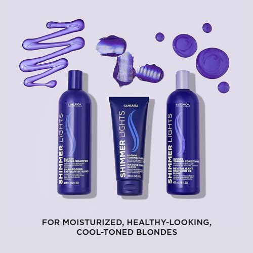 Clairol Professional Shimmer Lights Purple Shampoo  Neutralizes Brass & Yellow Tones   For Blonde  Silver  Gray & Highlighted Hair