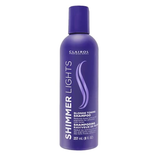 Clairol Professional Shimmer Lights Purple Shampoo  Neutralizes Brass & Yellow Tones   For Blonde  Silver  Gray & Highlighted Hair