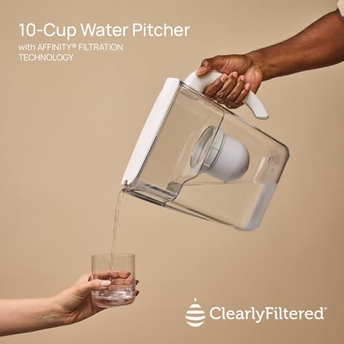 Clearly Filtered No 1 Filtered Water Pitcher/Updated Model/Targets 365  Contaminants e g  Fluoride Chlorine PFAS Microplastics Lead Arsenic BPA/BPS Free  Pitcher Includes 1 Filter 