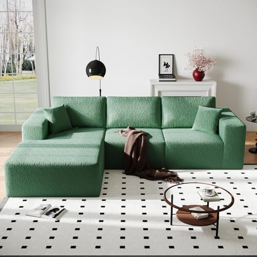 Cloud Modular Sectional Sofa  DIY Combination Modular Couch for Living Room  Unique Knitted Fabric Love Seat Couches with 2 Pillows  2 Seater Comfy Sectional Couch with No Assembly  Black 