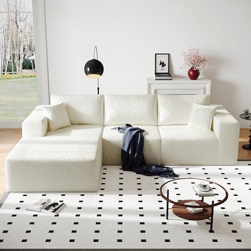 Cloud Modular Sectional Sofa  DIY Combination Modular Couch for Living Room  Unique Knitted Fabric Love Seat Couches with 2 Pillows  2 Seater Comfy Sectional Couch with No Assembly  Black 