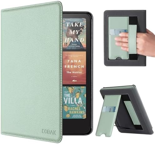 CoBak Case with Stand for Kindle Paperwhite 12th Gen 2024 Released  7  & Kindle Colorsoft Signature Edition   Durable PU Leather Cover with Auto Sleep Wake  Card Slot  Hand Strap Feature  Sage Green